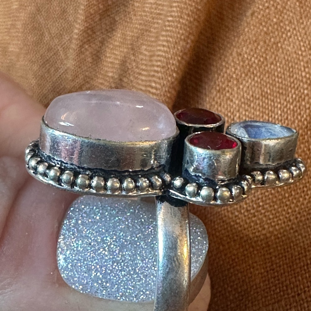 Gorgeous rose quartz sterling silver ring - Picture 3 of 5